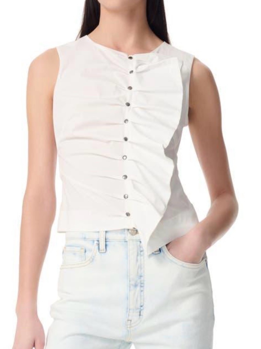 Robert Rodriguez Reina Poplin Ruffle Tank